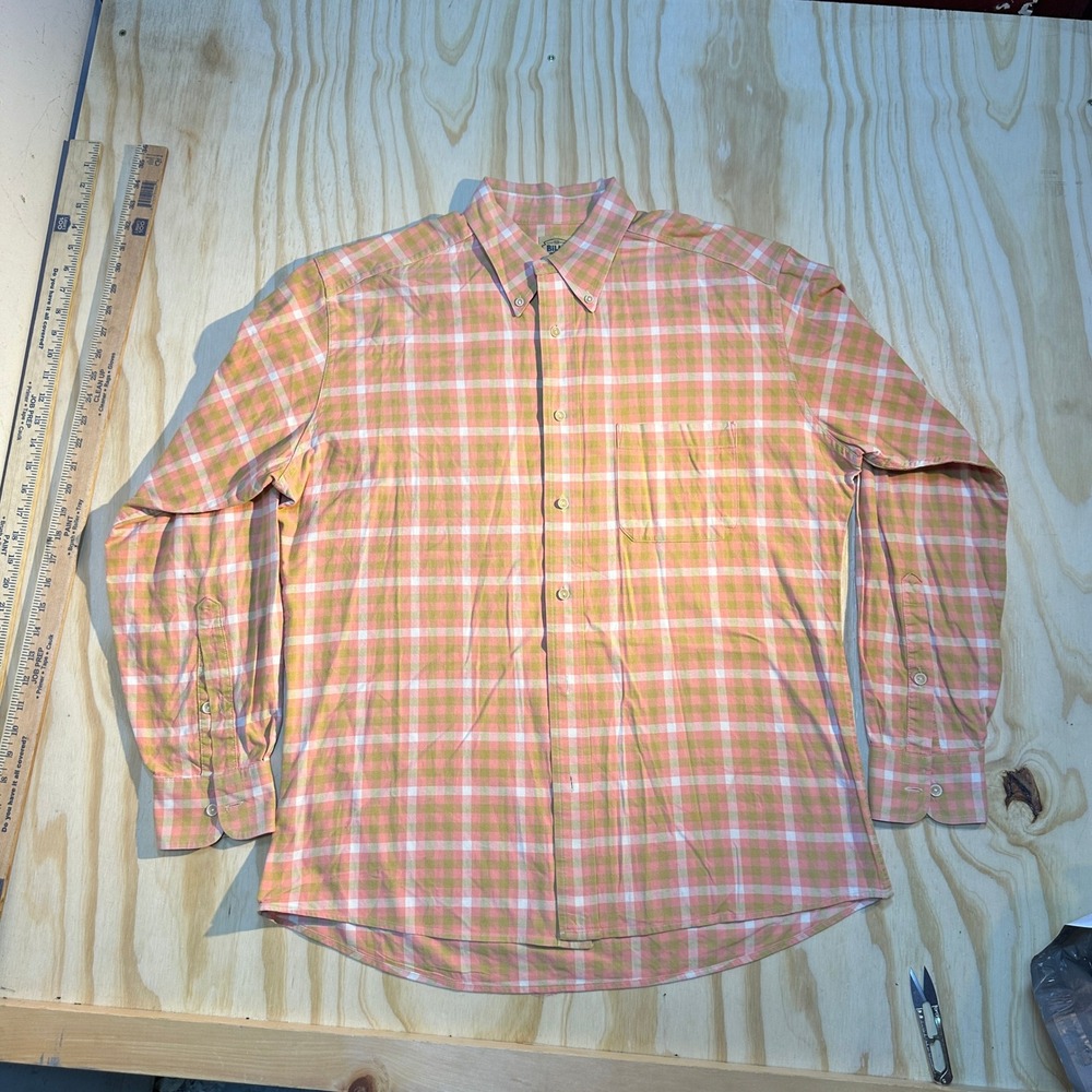 Bills Khakis Men's Plaid Long Sleeve Button Down Shirt Pink Green Classic Fit L